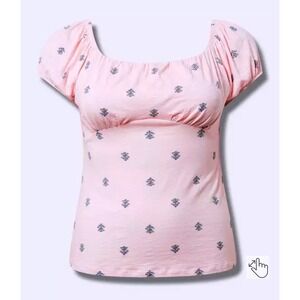 Torrid Floral Babydoll Top Size 3 Pink Plus Cottagecore Coquette Floral Romantic